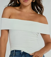 Spotted Town Off-The-Shoulder Crop Top
