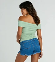 Spotted Town Off-The-Shoulder Crop Top