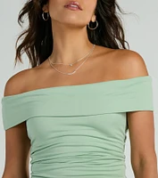 Spotted Town Off-The-Shoulder Crop Top