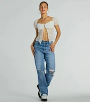 Charm Me Puff Sleeve Lace Crop Top