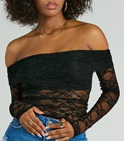 Sultry Aura Off-The-Shoulder Lace Crop Top