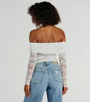 Sultry Aura Off-The-Shoulder Lace Crop Top