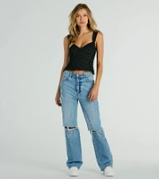 Gorgeous Vibes Ditsy Floral Mesh Tank Top