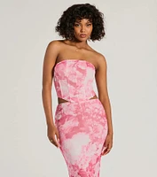 Floral Sensation Strapless Crop Bustier