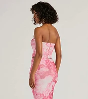 Floral Sensation Strapless Crop Bustier