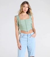 Such A Cutie Ruffled Strap Corset Top