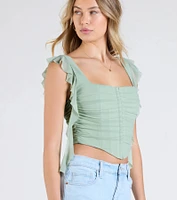 Such A Cutie Ruffled Strap Corset Top