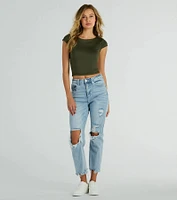 Steal The Moment Crew Neck Open Back Crop Top
