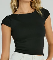 Steal The Moment Crew Neck Open Back Crop Top