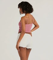 Sweet Fling Lace-Up Mesh Crop Top