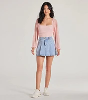 Elevated Basic Ruched Mesh Bodysuit