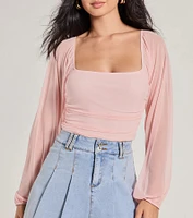 Elevated Basic Ruched Mesh Bodysuit