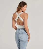 Stunning Persuit Sleeveless Cross Back Bodysuit