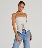 Hit The City Strapless Slit Crop Top