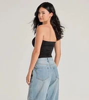 Flirty Find Strapless Ruched Knit Crop Top