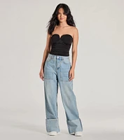 Flirty Find Strapless Ruched Knit Crop Top