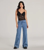 Sheerly Sultry V-Neck Lace Crop Top