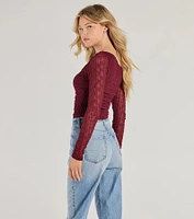 Elevated Trend Mesh Off-Shoulder Long Sleeve Top