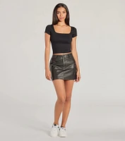 The View And You Short Sleeve Tie Back Crop Top