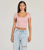 The View And You Short Sleeve Tie Back Crop Top