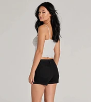 Sweetly Coy V-Neck Slit Lace Crop Top