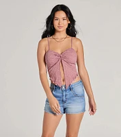 Sweetly Coy V-Neck Slit Lace Crop Top