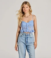 Dream Romance Sweetheart Floral Lace Peplum Top