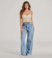Dream Romance Sweetheart Floral Lace Peplum Top