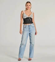 Effortlessly Pretty Lace And Knit Sleeveless Top