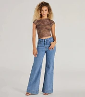 Trendy One-Shoulder Boho Print Crop Top