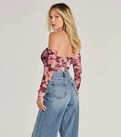 Floral Fantasy Long Sleeve Mesh Bustier