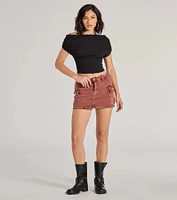 Elevated Fave One-Shoulder Short Sleeve Top