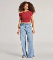 Elevated Fave One-Shoulder Short Sleeve Top