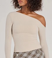 Cozy Trend Hacci Knit Off-Shoulder Long Sleeve Top