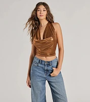 Glam Trendsetter Metallic Knit Halter Top