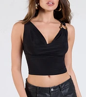 Alluring Trend Cutout Strap Cowl Neck Top