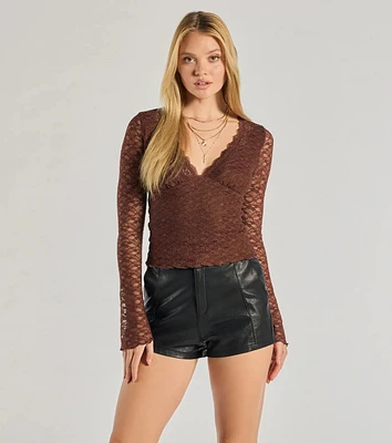 Glam Flair Long Sleeve Lace Top