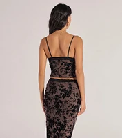 Luxe Touch Flocked Velvet Crop Top