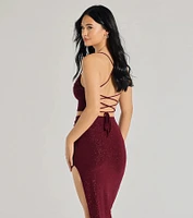 Glitzy Affair Cowl Neck Glitter Crop Top