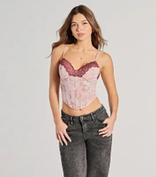 Sweet And Sultry Floral Lace Mesh Bustier Top