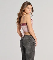Sweet And Sultry Floral Lace Mesh Bustier Top