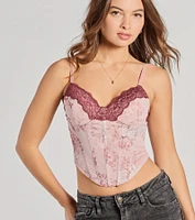 Sweet And Sultry Floral Lace Mesh Bustier Top