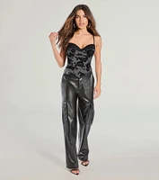 Sultry Stunner Floral Velvet Burnout Bustier Top