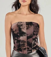 Chic Silhouette Abstract Print Corset Top