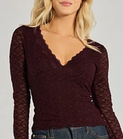 Glam Flair Long Sleeve Lace Top