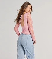 Modern Romance Lace Tie-Back Crop Top