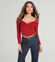 Downtown Looks Long Sleeve Mesh Bustier