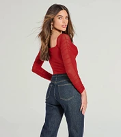 Downtown Looks Long Sleeve Mesh Bustier