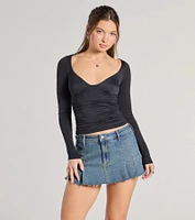 Updated Basic V-Neck Long Sleeve Crop Top