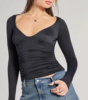 Updated Basic V-Neck Long Sleeve Crop Top